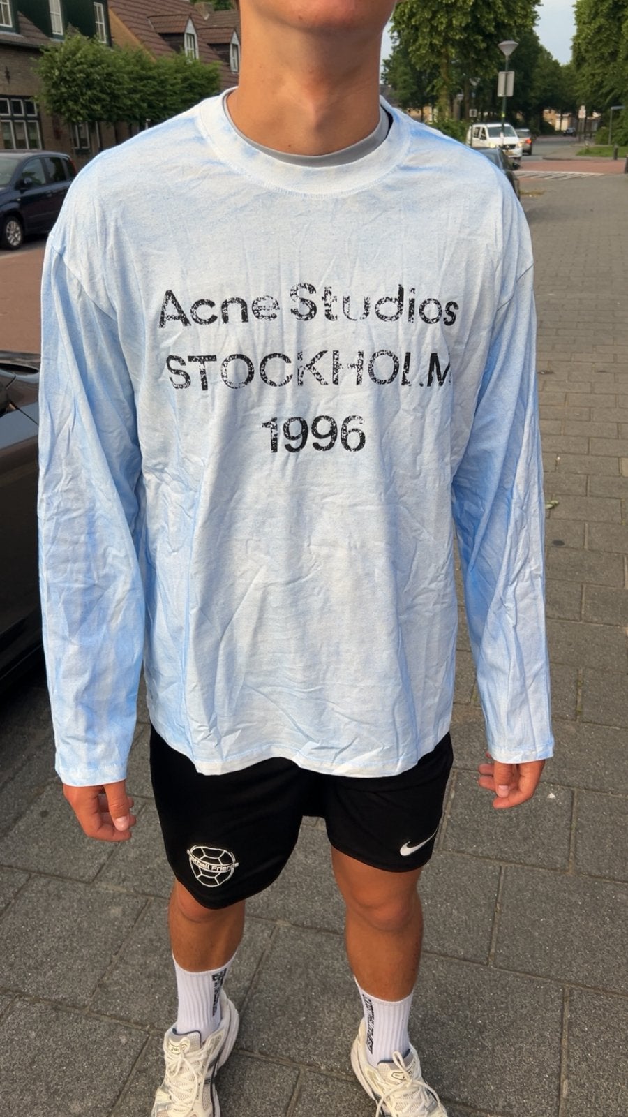 Acne studios longsleeve maat M licht blauw, Ophalen of Verzenden, Zo goed als nieuw, Maat 48/50 (M), Blauw