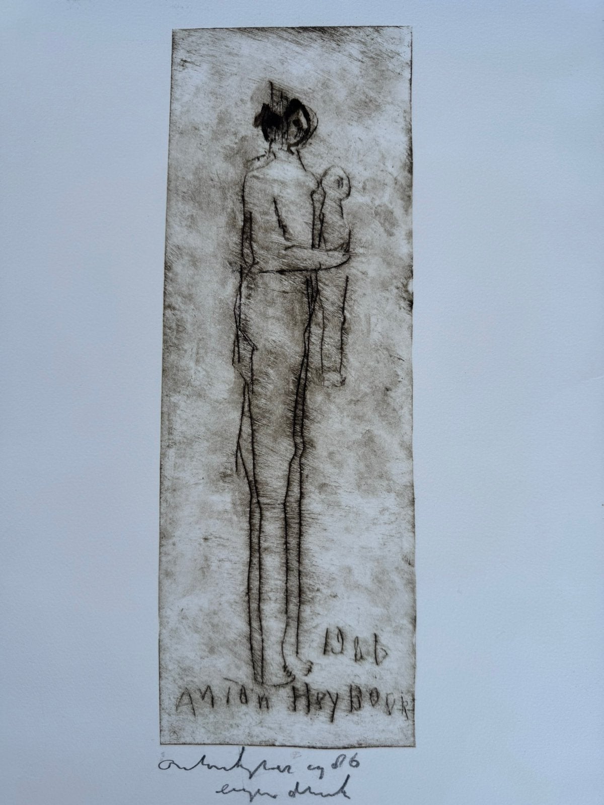 Ets Anton Heyboer uit 1986, Antiek en Kunst, Ophalen, Origineel, Dagelijks leven, 39 cm