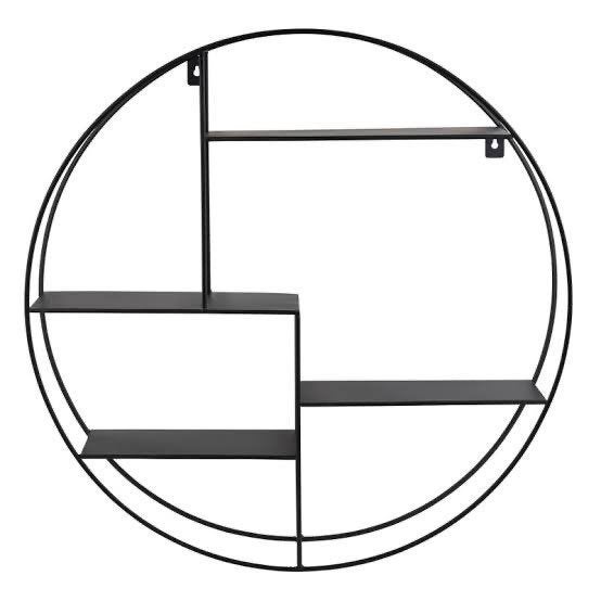 Zwart metalen wandcirkel met planken - Industrieel design, Ophalen, Metaal, Industrieel, Zwart