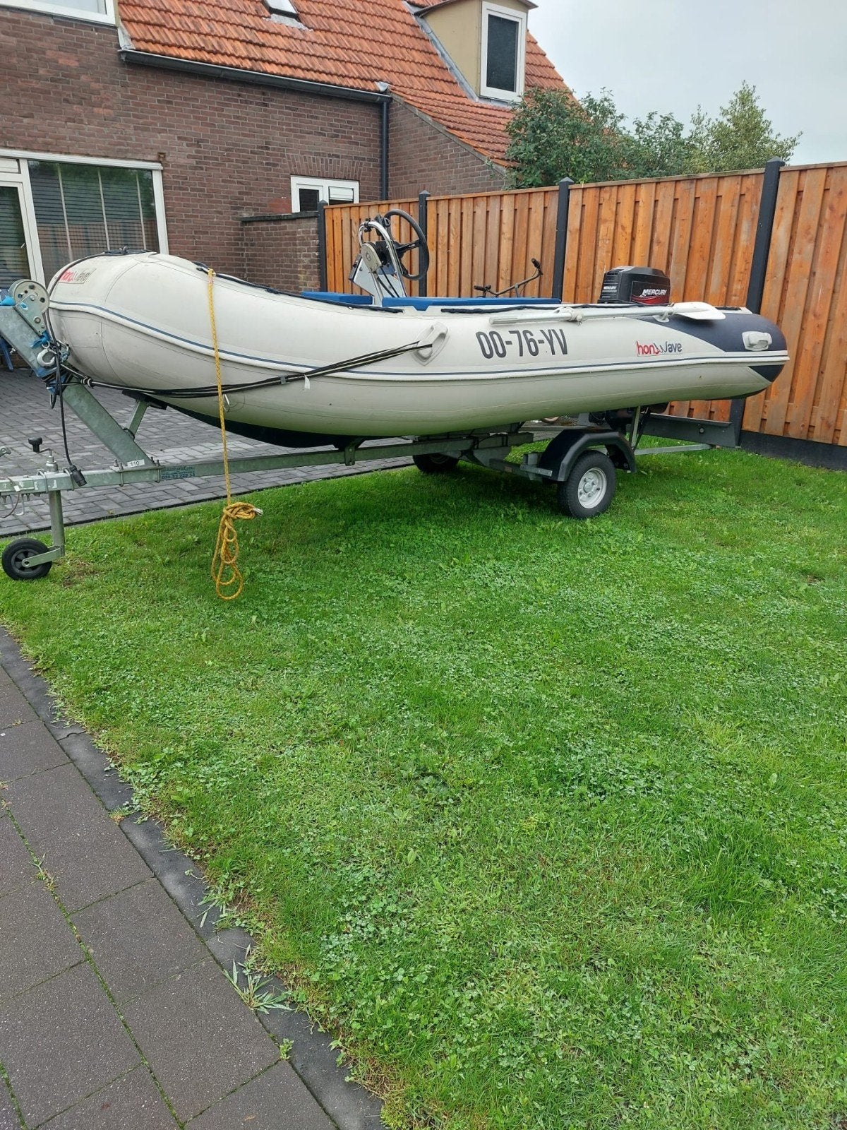 Honwave MX400 met Mercury 25 PK en trailer, Watersport en Boten, Rubberboten, Aluminium, 4 m, Inclusief motor, Ophalen of Verzenden