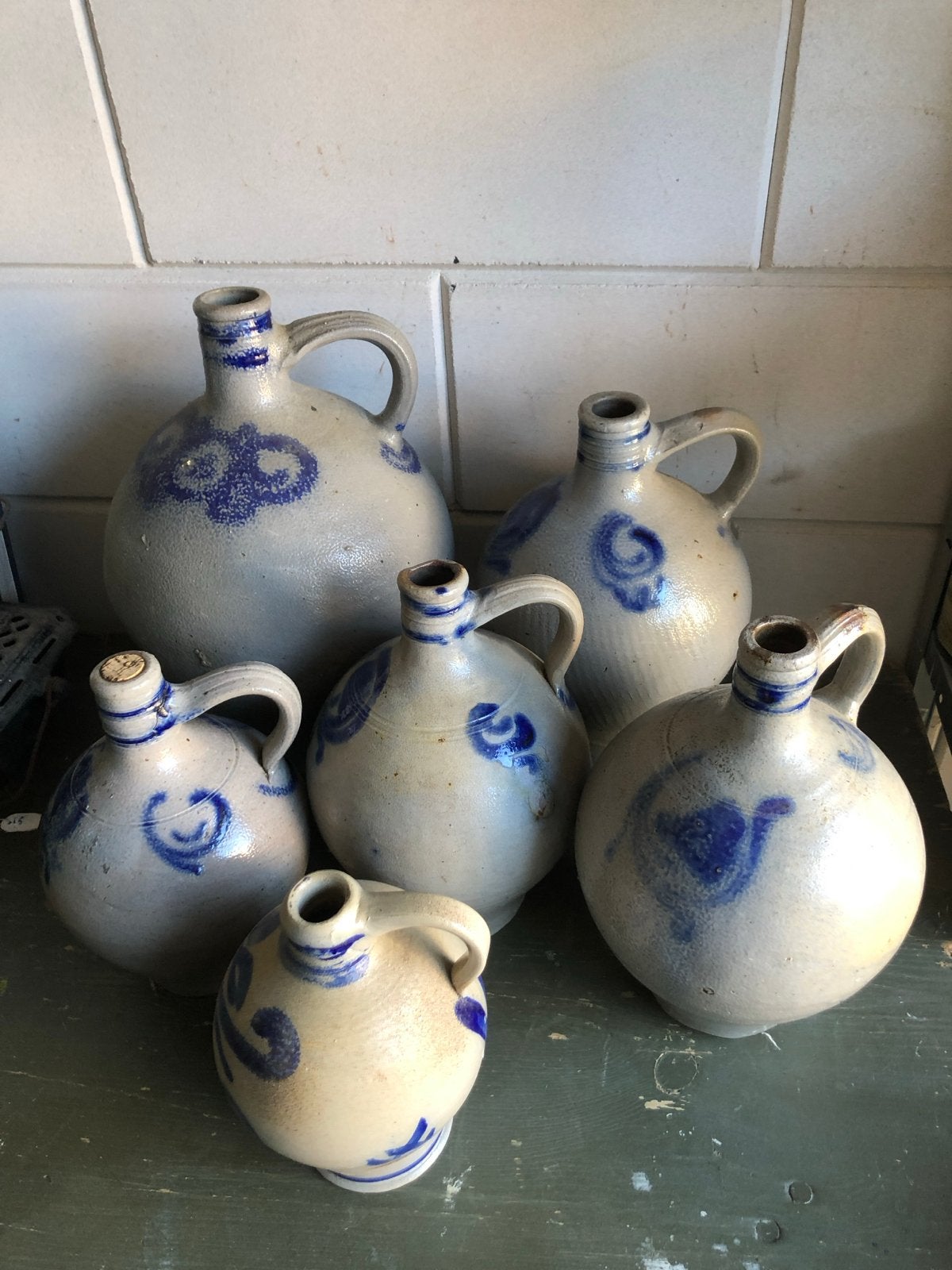 Oude Westerwald kruiken met prachtig blauw decor zoutglazuur, Antiek en Kunst, Ophalen of Verzenden