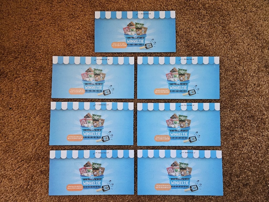 AH Winkeltje - 7 supermarkt mini kaarten - ongeopend, Verzamelen, Supermarktacties, Albert Heijn, Ophalen of Verzenden