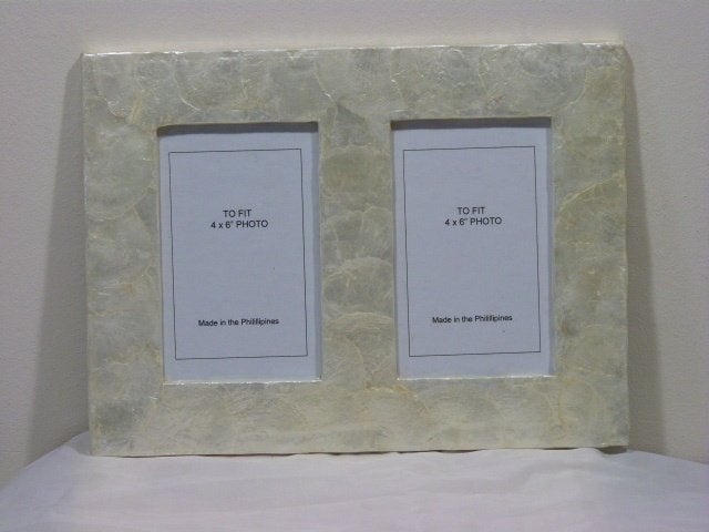 Dubbele fotolijst Capiz  parelmoer wit (29,5 x 22 cm) Nieuw!, Overige materialen, Overige stijlen, Nieuw, Ophalen of Verzenden