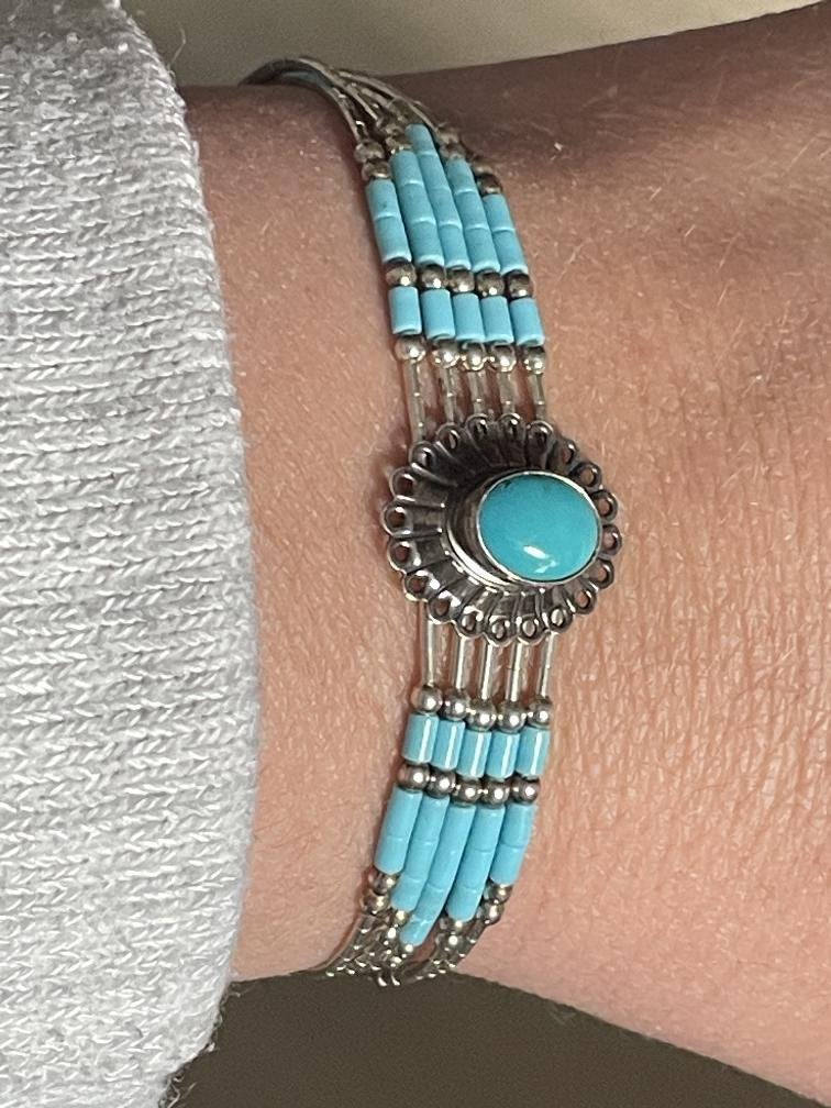 Prachtige zilveren navajo armband met turqoise, Sieraden, Tassen en Uiterlijk, Ophalen of Verzenden, Zo goed als nieuw, Nvt, Nvt