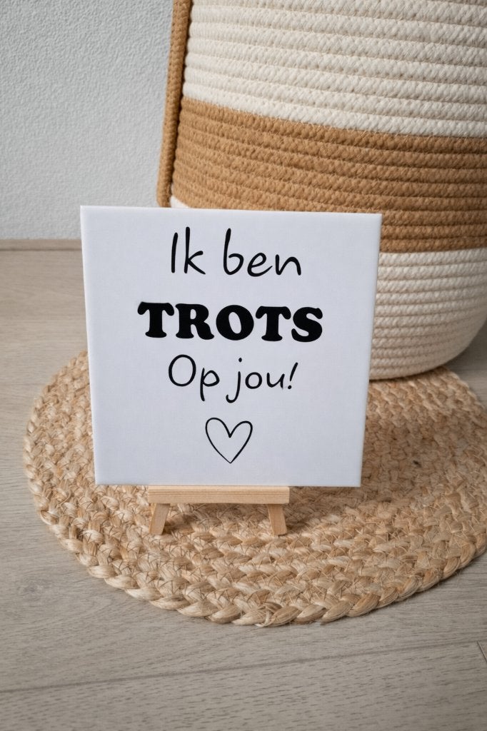 Tegel / tegeltje met tekst Ik ben trots op jou, Handgemaakt, 15 cm, Nieuw, 15 cm