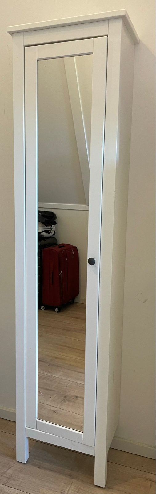 Ikea Hemnes hoge kast met spiegeldeur, wit, Ophalen, Minder dan 50 cm, Gebruikt, 200 cm of meer
