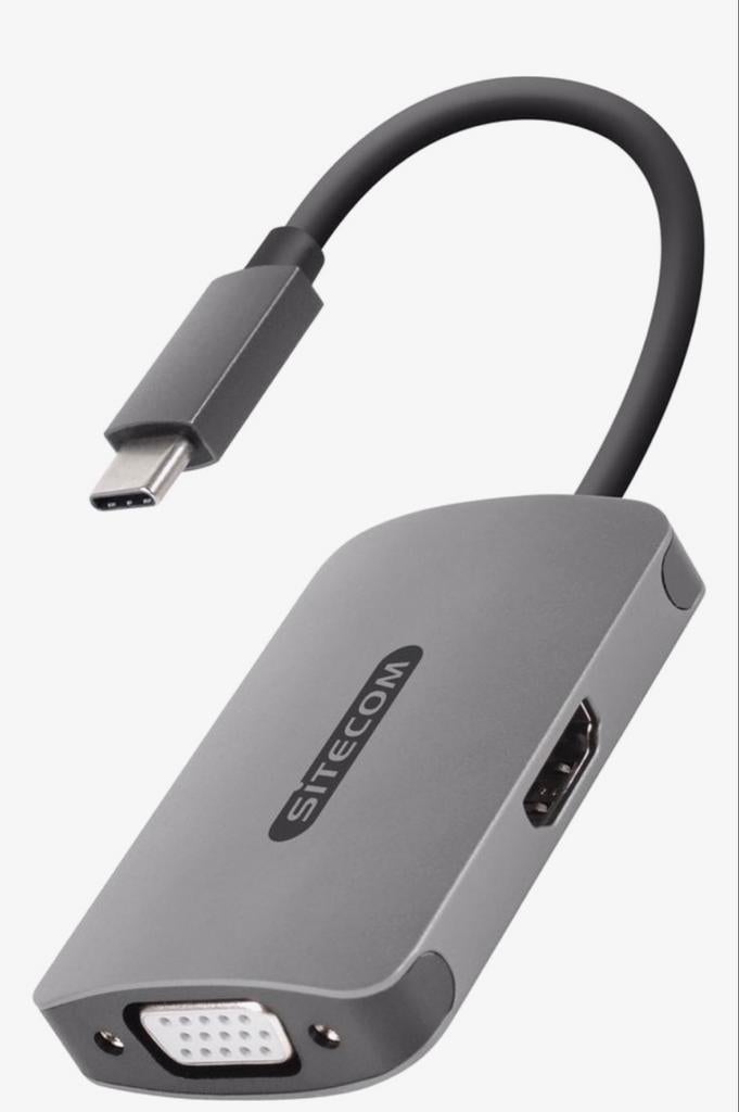USB-C naar HDMI en VGA Adapter - Sitecom, Ophalen of Verzenden, Nieuw