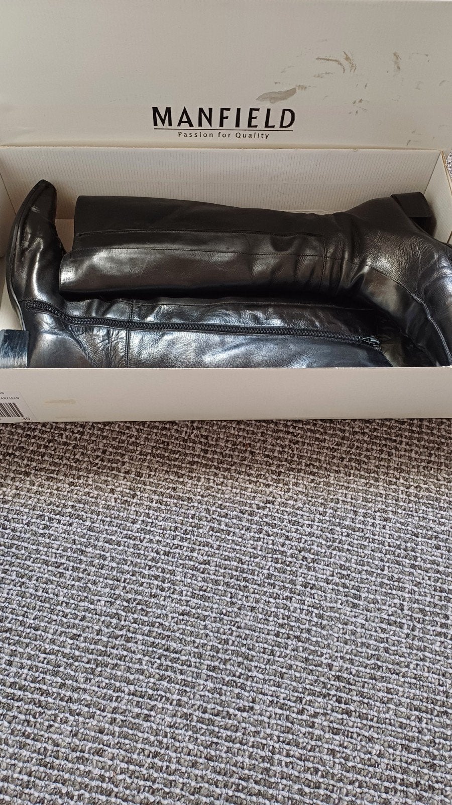 Manfield Leren Laarzen Maat 40, Kleding | Dames, Ophalen, Hoge laarzen, Zwart, Manfield