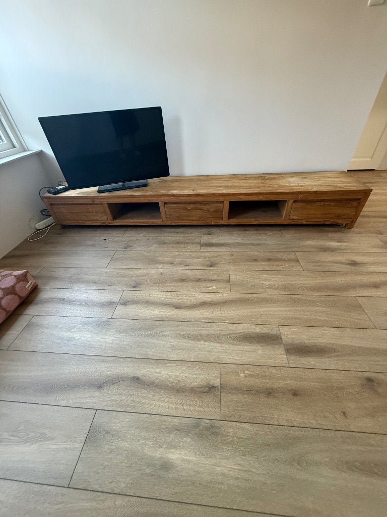 TV meubel  teak hout, Huis en Inrichting, Kasten | Televisiemeubels, Ophalen, Minder dan 50 cm, Gebruikt, 200 cm of meer