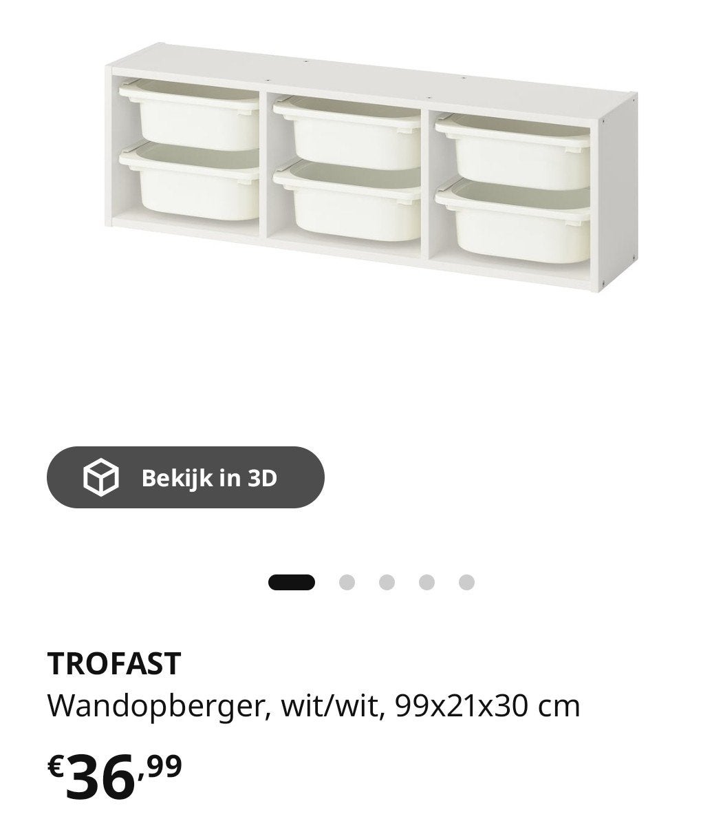 IKEA TROFAST Wandopberger wit/wit 99x21x30 cm, Ophalen, Zo goed als nieuw, Minder dan 150 cm, Minder dan 100 cm