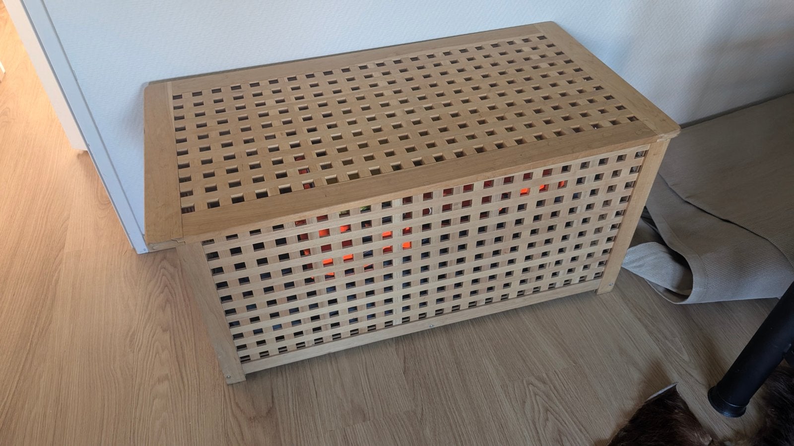 2 x IKEA HOL tafel / kist, vierkante versie is met wieltjes, Gebruikt, 75 cm of meer, Rechthoekig, Hout