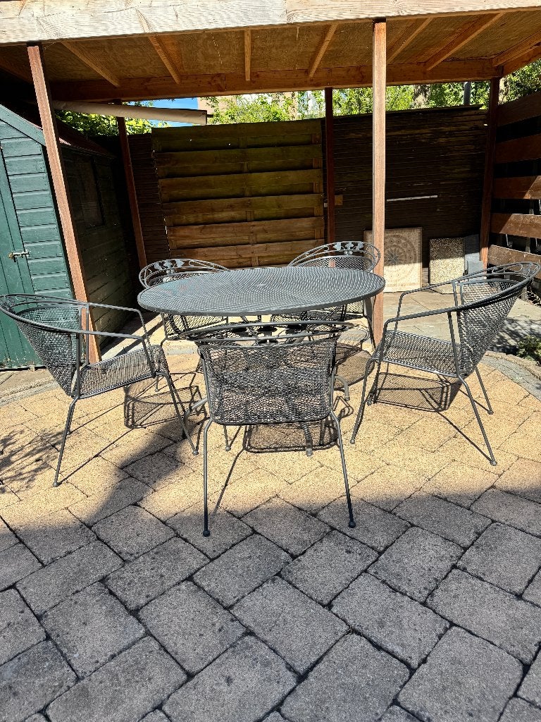 Tuinset: ronde tafel met 5 stoelen, Tuin en Terras, Ophalen, Gebruikt, Tuinset, 5 zitplaatsen
