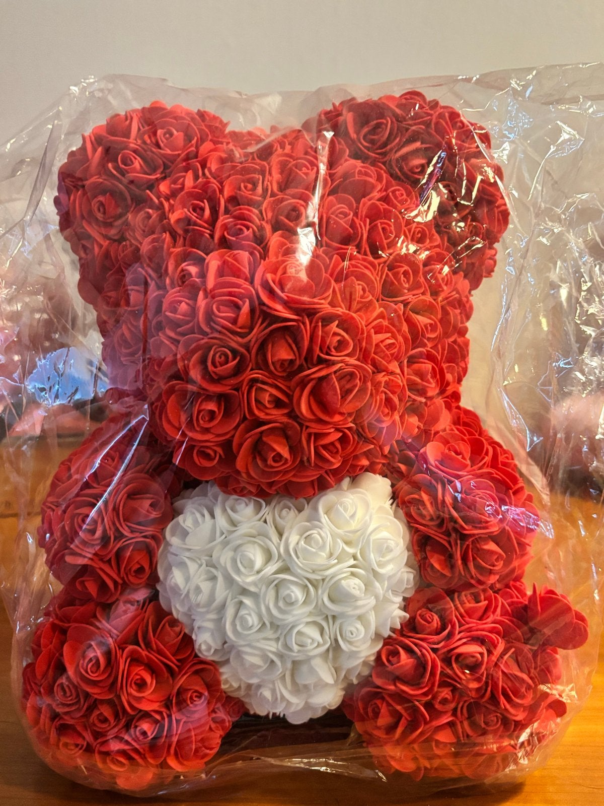 Grote Roosbeer / Bloembeer - Rood met Wit Hart - Nieuw, Beer, Nieuw, Ophalen of Verzenden, Middelgroot (20 tot 80 cm)