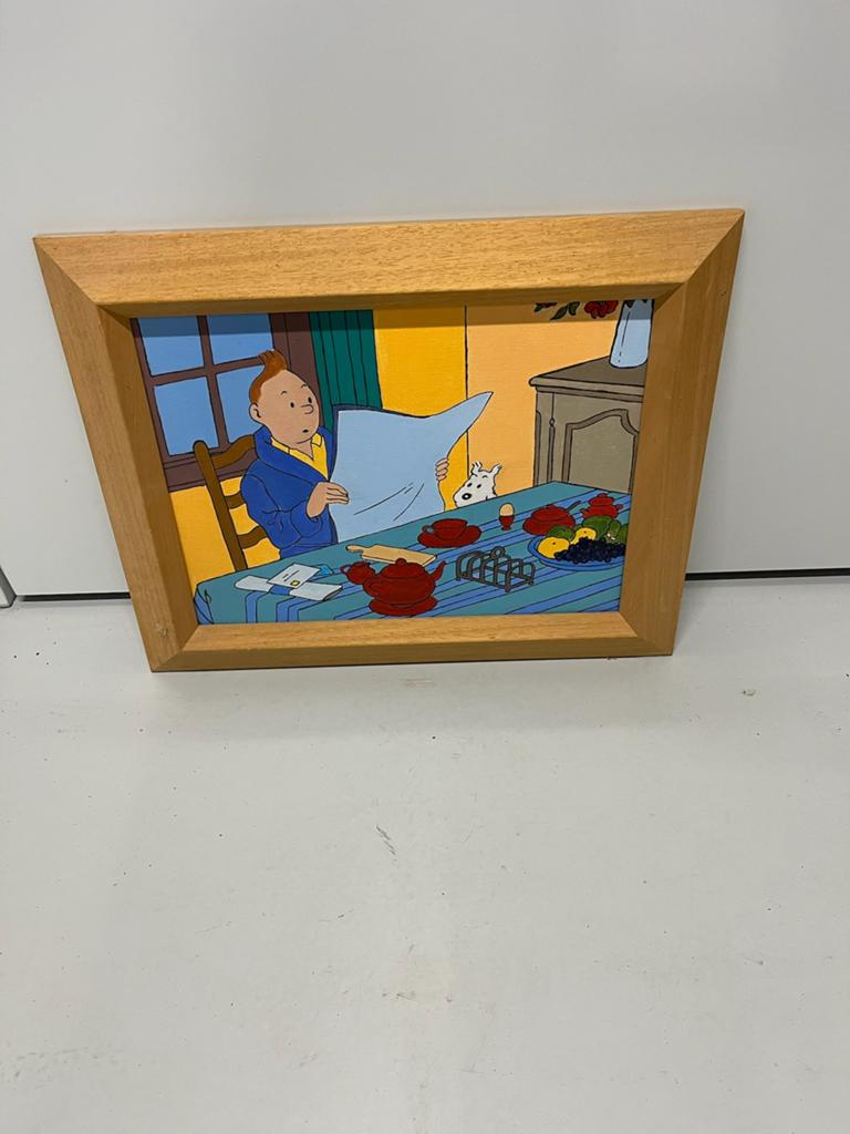 Kuifje en Bobbie schilderij - Olieverf op doek - 40x50cm, Ophalen