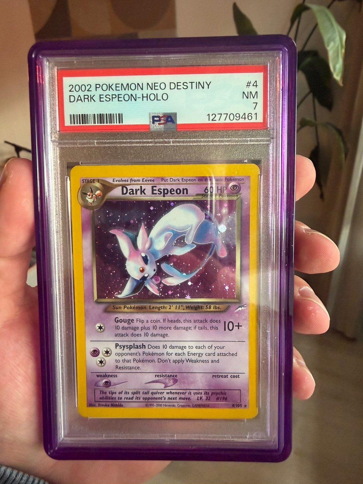 Dark Espeon 4/101 Neo Destiny PSA 7 NEW cert, Ophalen of Verzenden, Zo goed als nieuw