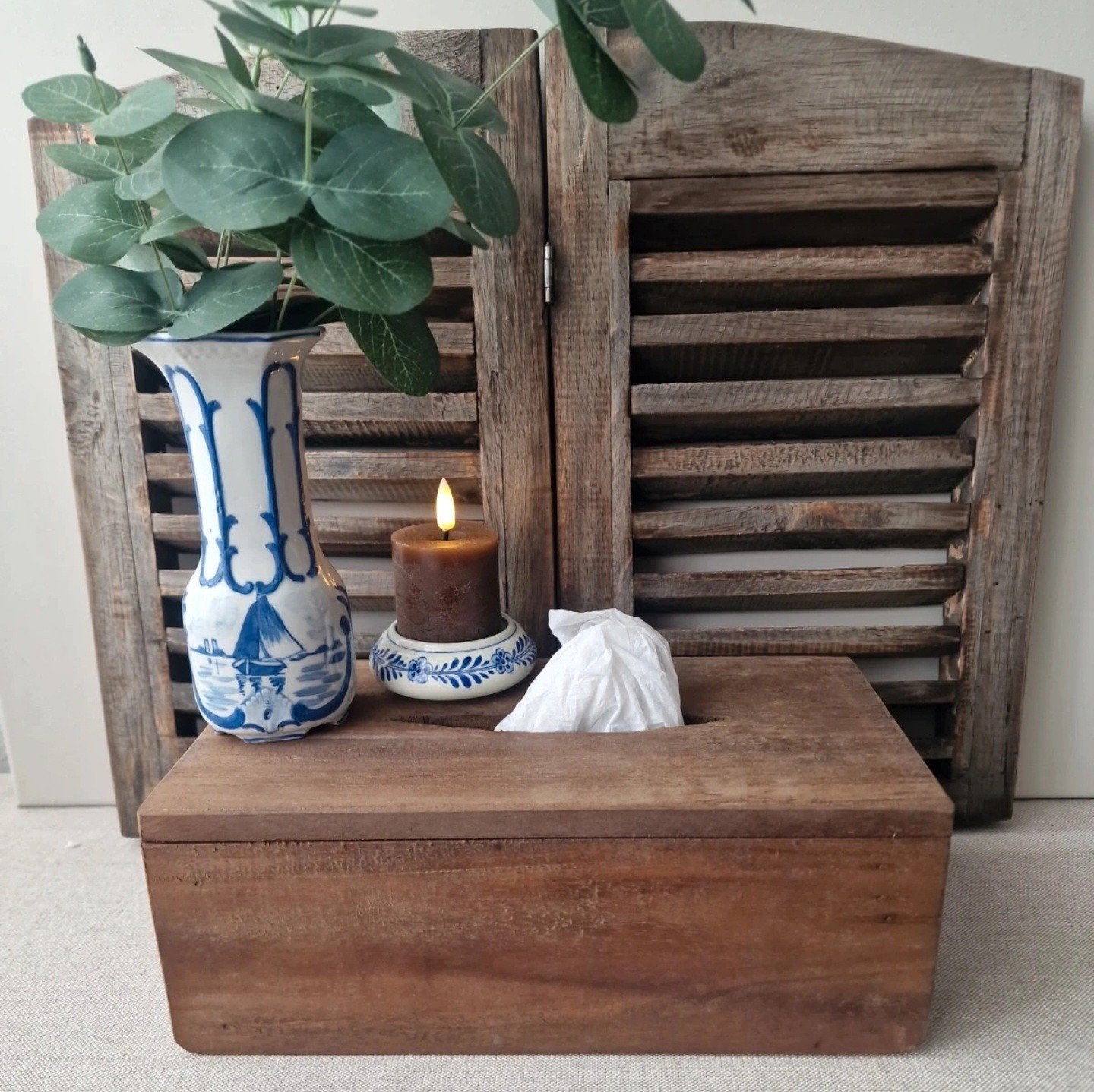 Landelijke teakhouten tissue box, Ophalen of Verzenden, Nieuw