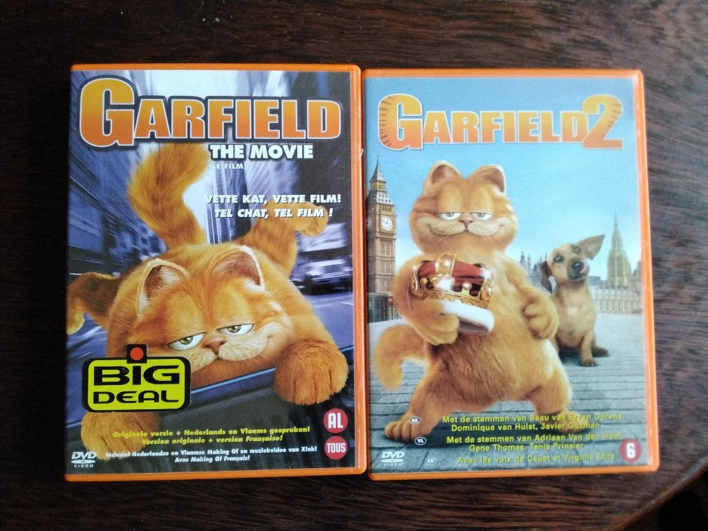 Garfield en Garfield 2, 2 dvds, origineel, Avontuur, Alle leeftijden, Ophalen of Verzenden, Zo goed als nieuw