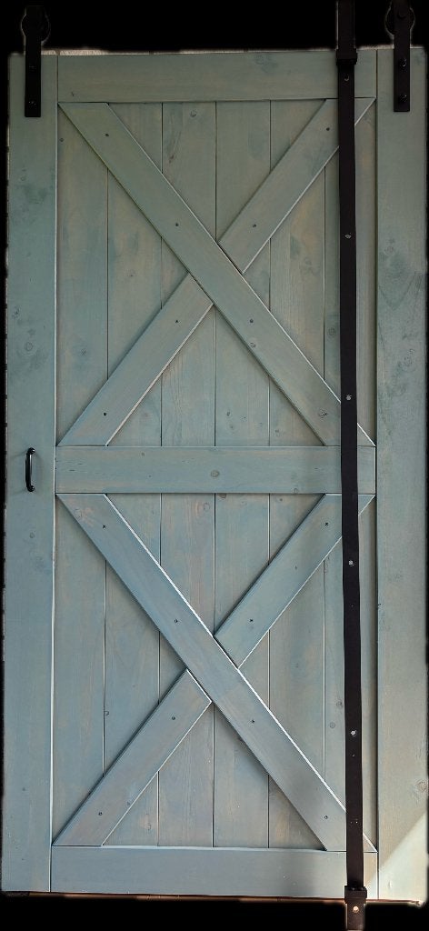 Schuifdeur van hout met ijzer beslag 213x107, Doe-het-zelf en Verbouw, Deuren en Horren, Ophalen, 120 cm of meer, Binnendeur, Zo goed als nieuw