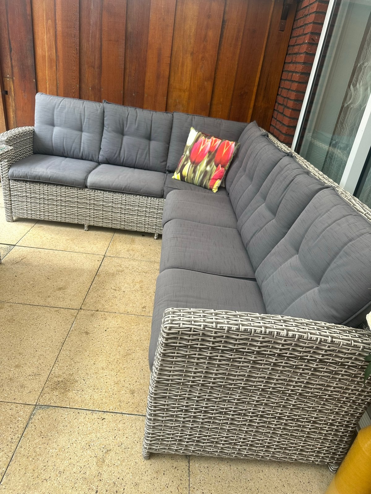 Loungebank Sens-Line Wicker Grijs - Zo goed als nieuw, Tuin en Terras, Ophalen, Meer dan 8 zitplaatsen, Zo goed als nieuw, Loungeset