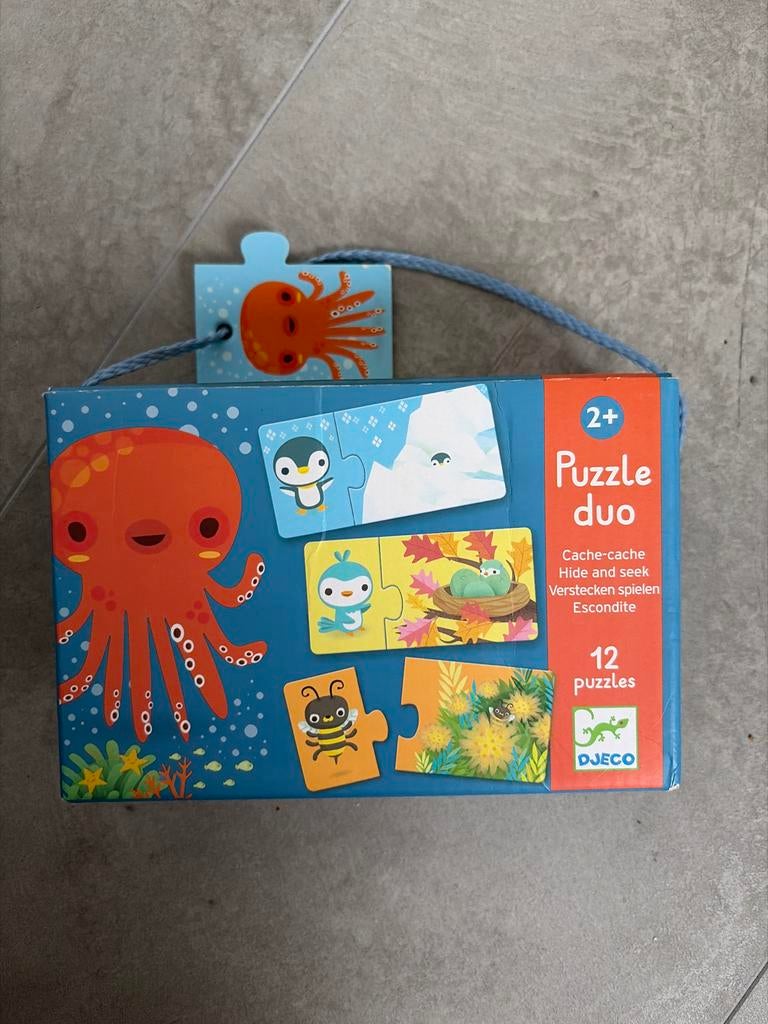 Djeco Puzzel Duo Dieren - 12 Puzzels voor Kinderen 2+, Ophalen of Verzenden, 10 tot 50 stukjes, Zo goed als nieuw, 2 tot 4 jaar
