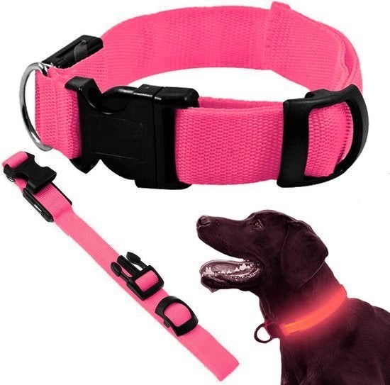 Led Halsband Hond -Roze - 3 Standen - Verstelbaar 36 - 59 cm, Verlicht, 7604 HH, Nieuw, Ophalen of Verzenden