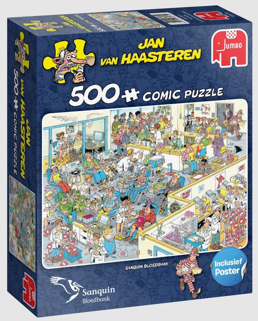 Jan van Haasteren - Sanquin Bloedbank, Hobby en Vrije tijd, Denksport en Puzzels, Ophalen of Verzenden, 500 t/m 1500 stukjes, Zo goed als nieuw