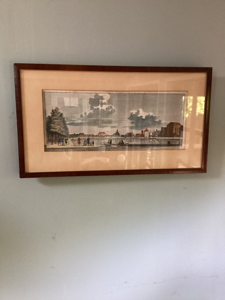 Gravure van Middelburg, Stadsgezicht, Handgekleurd, Ophalen of Verzenden, Gravure
