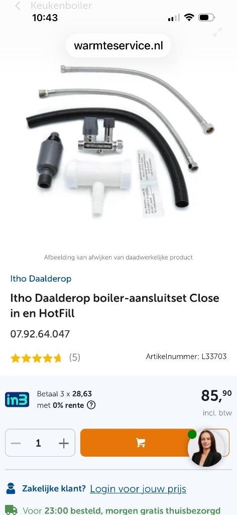 Itho daalderop aansluit set, Ophalen, Nieuw, Kraan