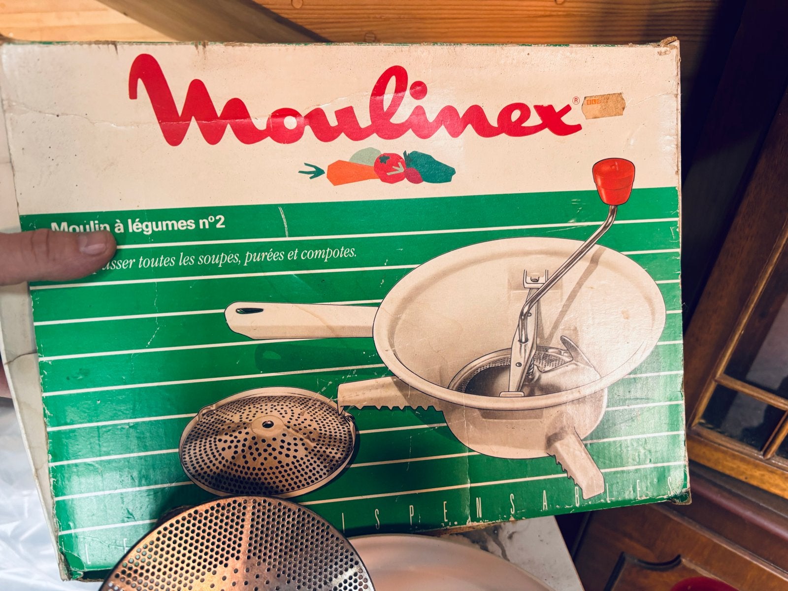 Vintage Moulinex groentemolen nr. 2 - Inclusief doos, Ophalen of Verzenden, Metaal, Wit, Overige merken