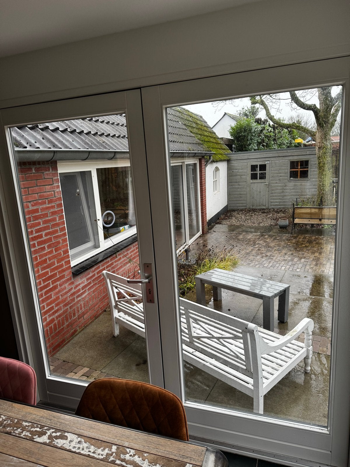 Dubbele openslaande tuindeuren met dubbelglas, Doe-het-zelf en Verbouw, Ophalen, Gevelraam of Ruit, Gebruikt, 160 cm of meer