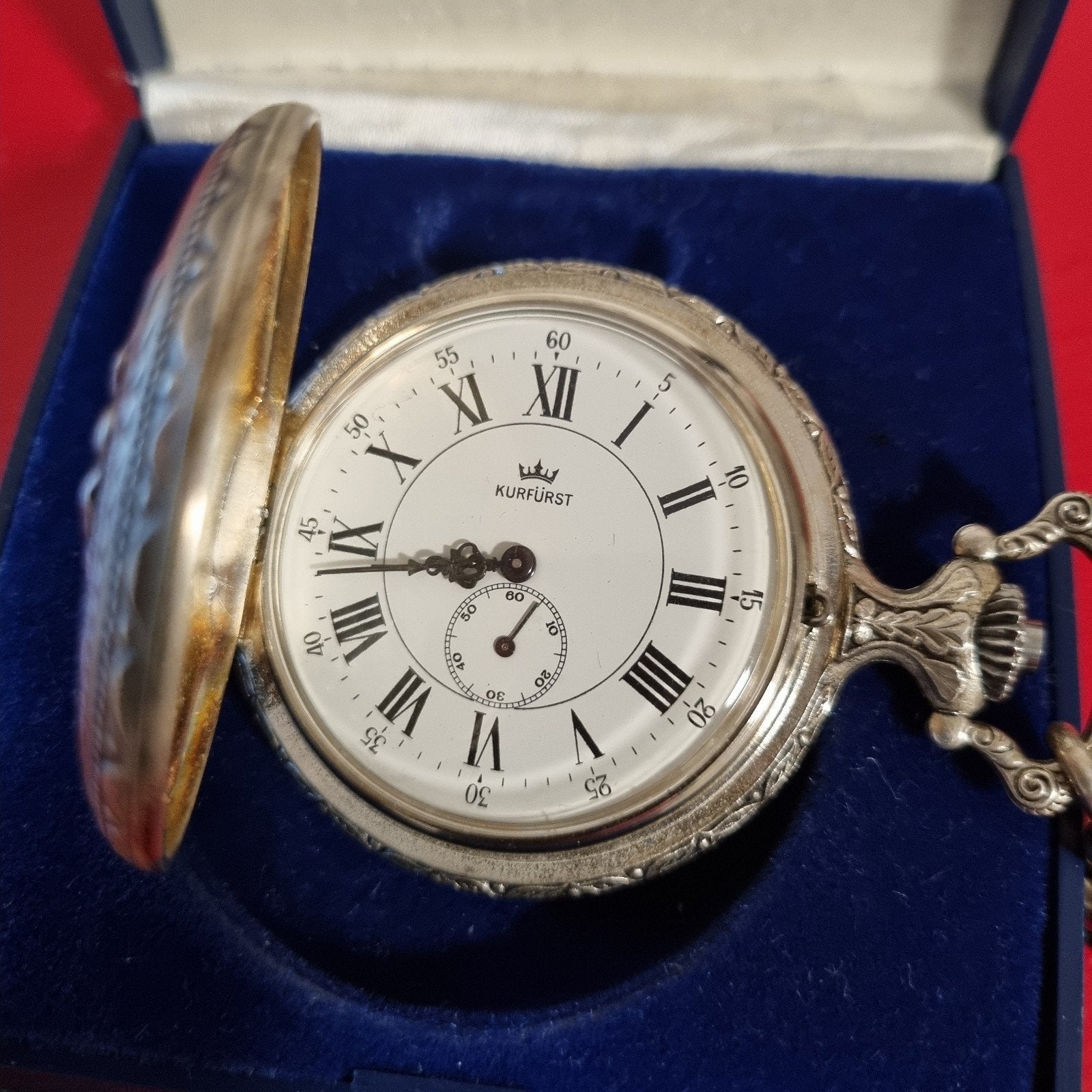 Oud zakhorloge in doos, Overige materialen, Zakhorloge, 1960 of later, Met ketting