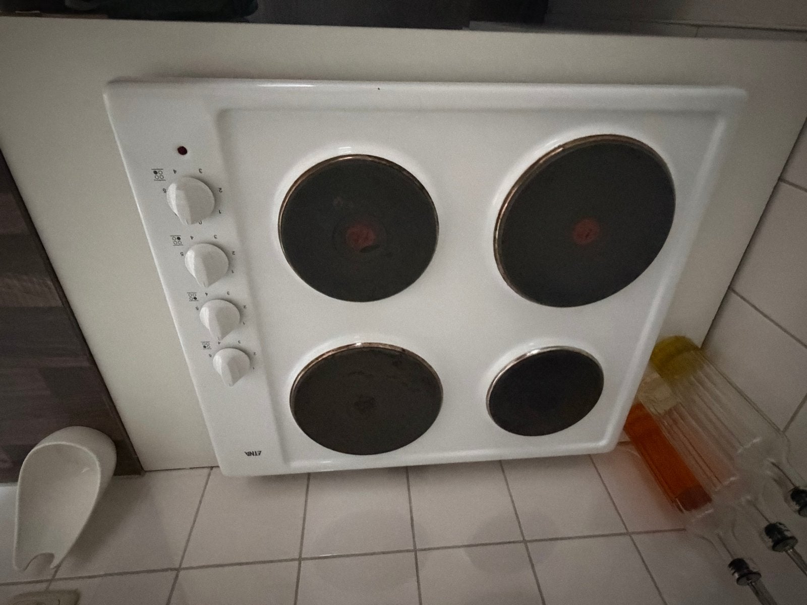 Elektrische kookplaat met 4 zones - Wit, Witgoed en Apparatuur, Ophalen, Gebruikt, 4 kookzones, Inbouw