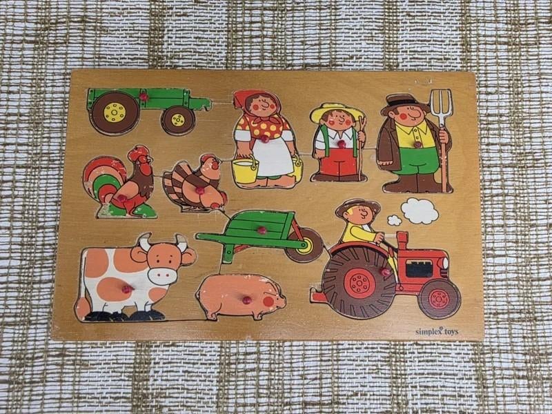 2267 antiek speelgoed vintage puzzel thema boerderij 30x20, Antiek en Kunst, Antiek | Speelgoed, Ophalen of Verzenden