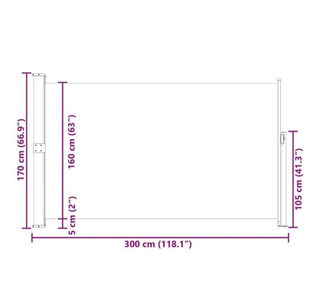 Nw zwart oprolbaar windscherm 170x300cm voor terras/balkon, Ophalen, Nieuw