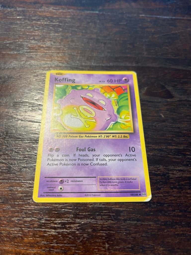 Koffing Pokémon Kaart 2016 Editie 50/108 - Redelijke Staat, Ophalen of Verzenden, Zo goed als nieuw, Losse kaart