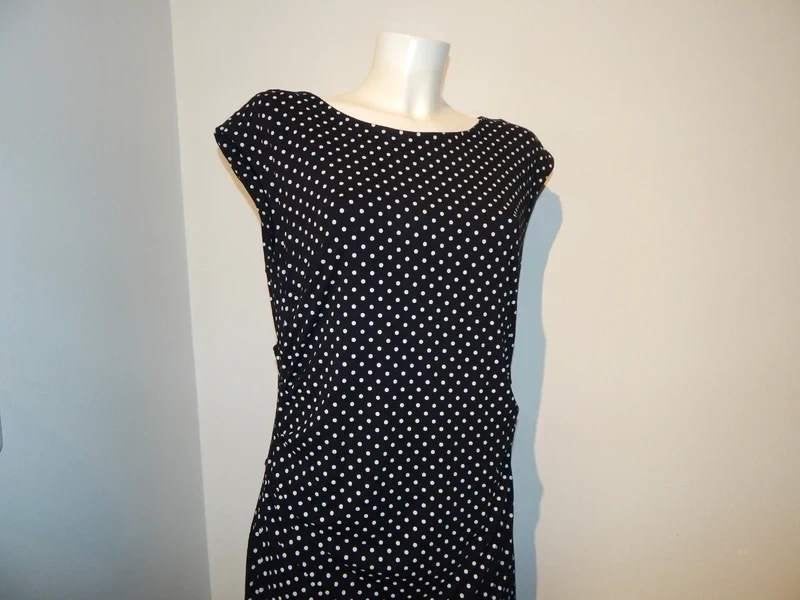 Marccain zwarte jurk fijne witte stippeltjes polkadot smock6, Kleding | Dames, Verzenden, Zwart, Maat 42/44 (L), Zo goed als nieuw