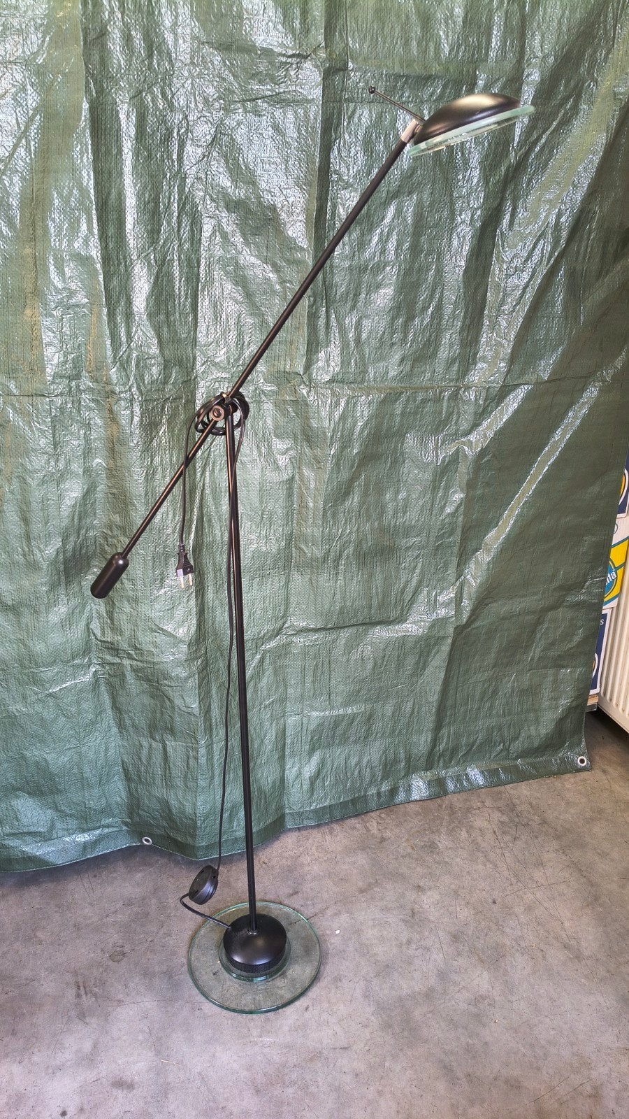 Herda vintage staande leeslamp, Huis en Inrichting, Lampen | Vloerlampen, Ophalen, Gebruikt, Vintage, Glas