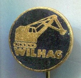 WILHAG draglines zwart email op koper speldje ( G_208), Verzamelen, Verzenden, Zo goed als nieuw, Transport, Speldje of Pin