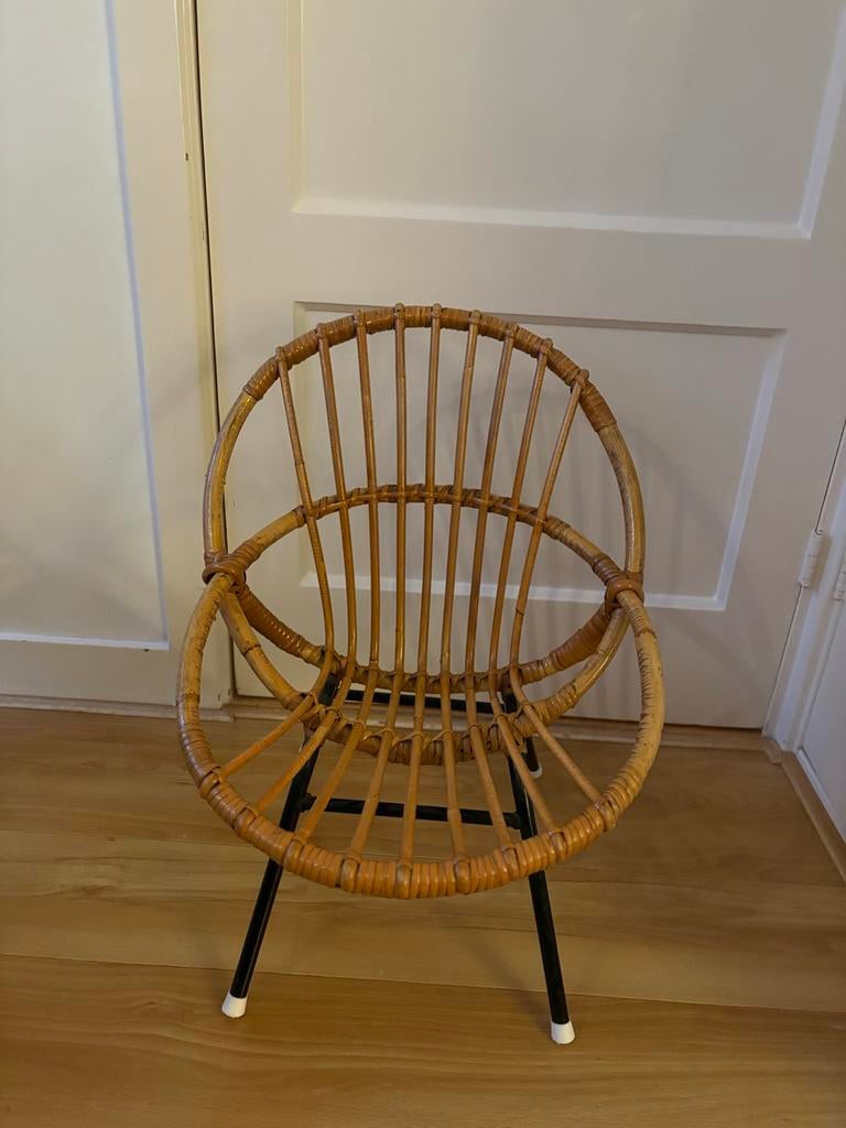 Vintage rieten kinderstoel, Ophalen, Gebruikt, Overige typen