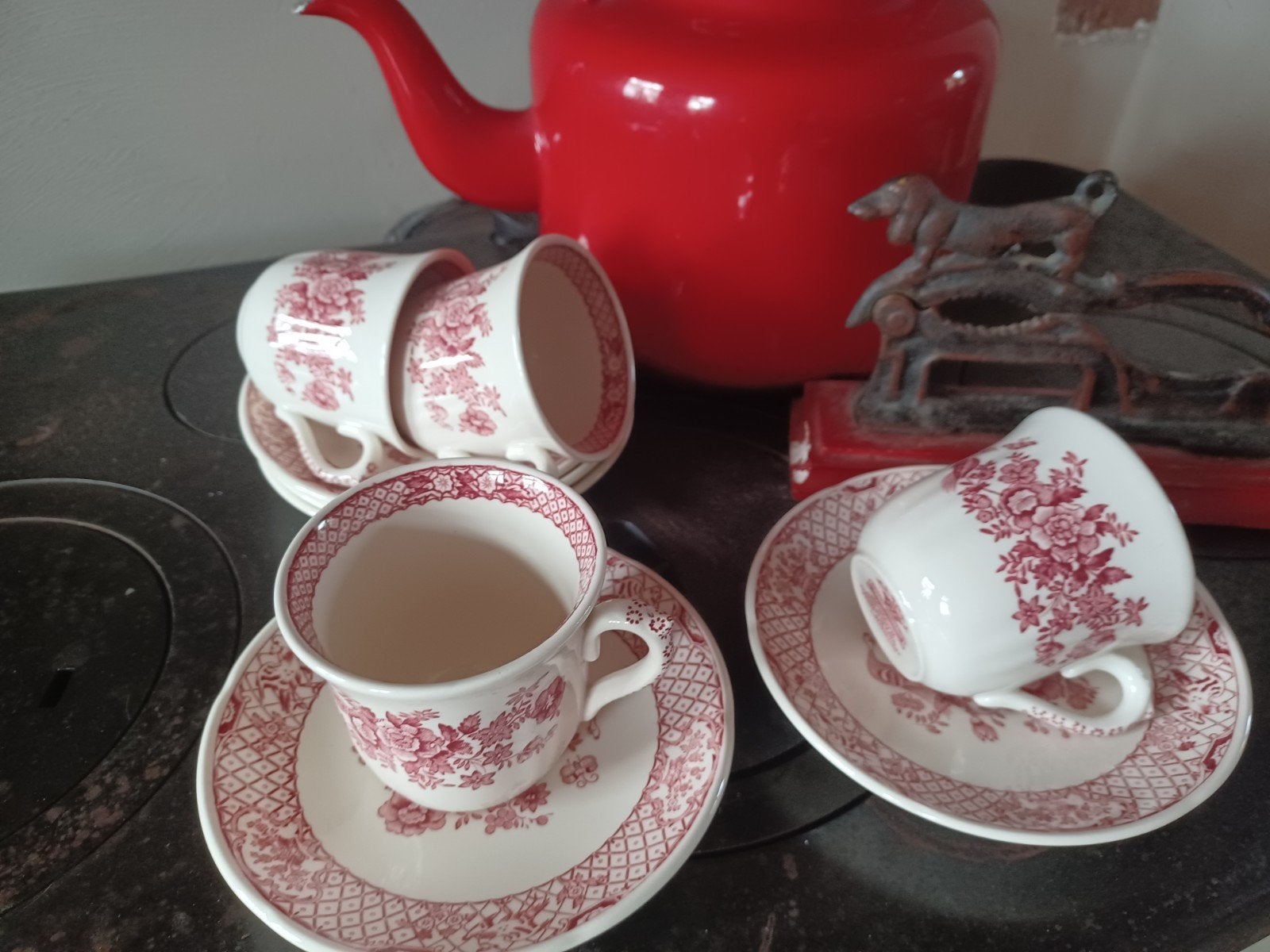 5 mokka kop en schotel mason's stratford england, Ophalen of Verzenden
