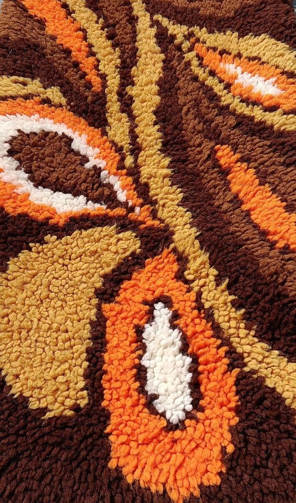 Vintage smyrna loper tafelkleed mat psychedelisch 110x37, Minder dan 50 cm, Gebruikt, Ophalen of Verzenden, Rechthoekig
