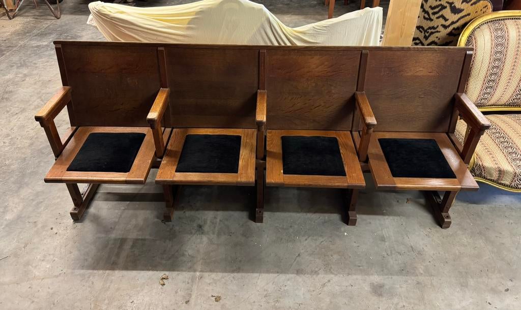 Kerkbank Antiek - Hout - Stof - Zwart, Ophalen