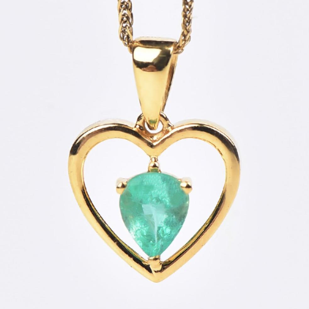 Ketting met hanger 18k geel goud met smaragd, Nieuw, Ophalen of Verzenden, Met edelsteen, Goud