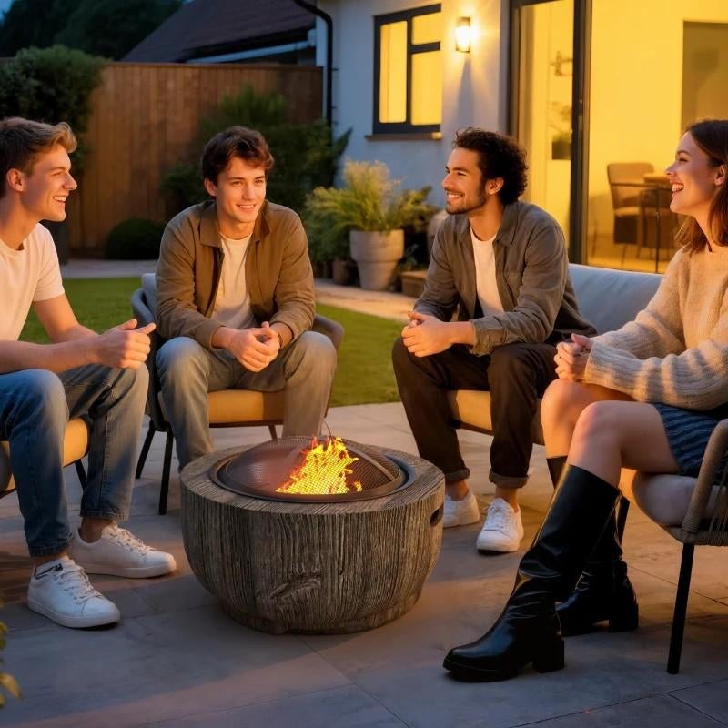 Vuurkorf met vonkenscherm en pook - Houtnerf design, Outdoor Living Solutions, Vuurkorf, Nieuw, Ophalen of Verzenden