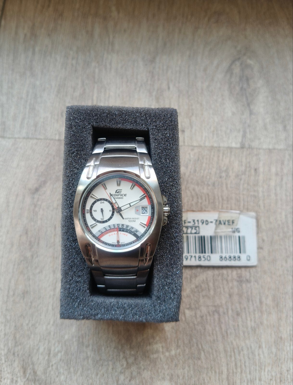 Casio Edifice EF-319D-7AVEF – Compleet met doos & label, Staal, Polshorloge, Ophalen of Verzenden, Zo goed als nieuw