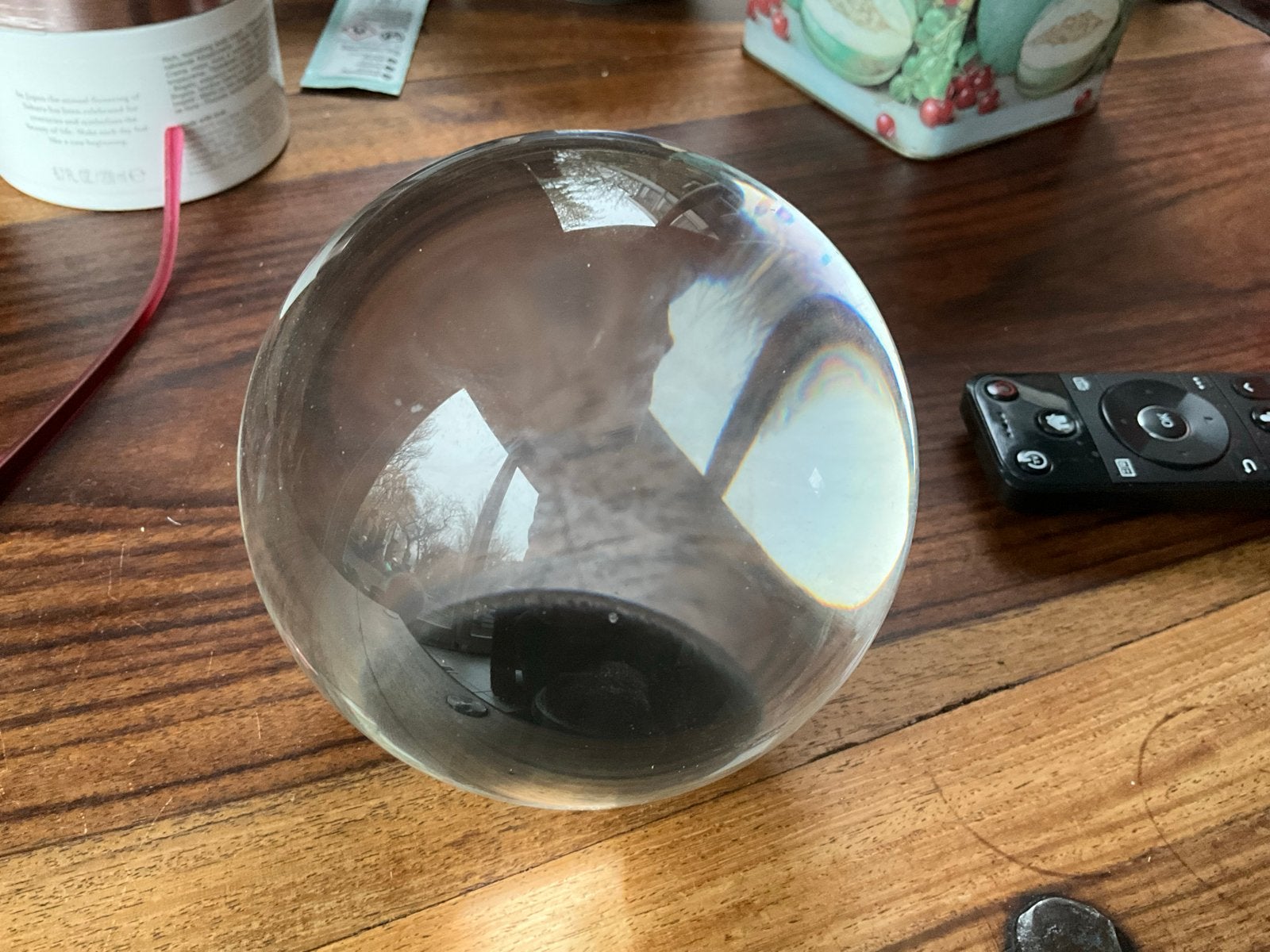 Massieve kristalglas waarzeggersbol - 11 cm - met ring, Ophalen of Verzenden, Nieuw, Wit, Glas