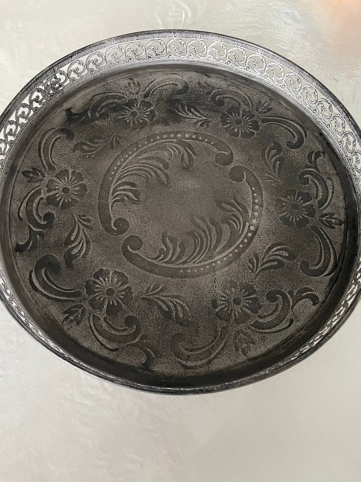 Decoratieve Dienblad, Ophalen, Zo goed als nieuw, Rond, Metaal