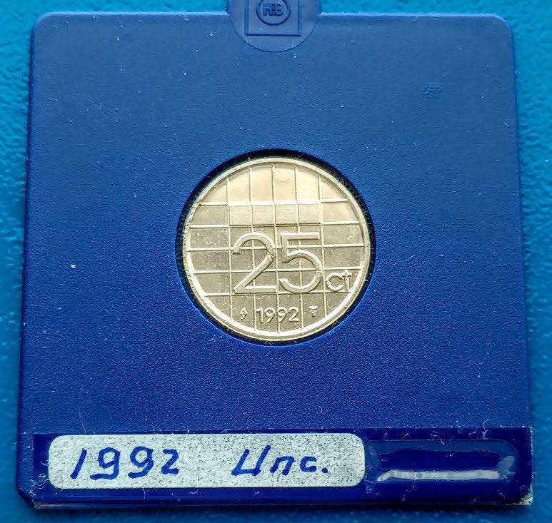 25 cent 1992 - Beatrix UNC, Postzegels en Munten, Munten | Nederland, Verzenden, Koningin Beatrix, 25 cent, Losse munt