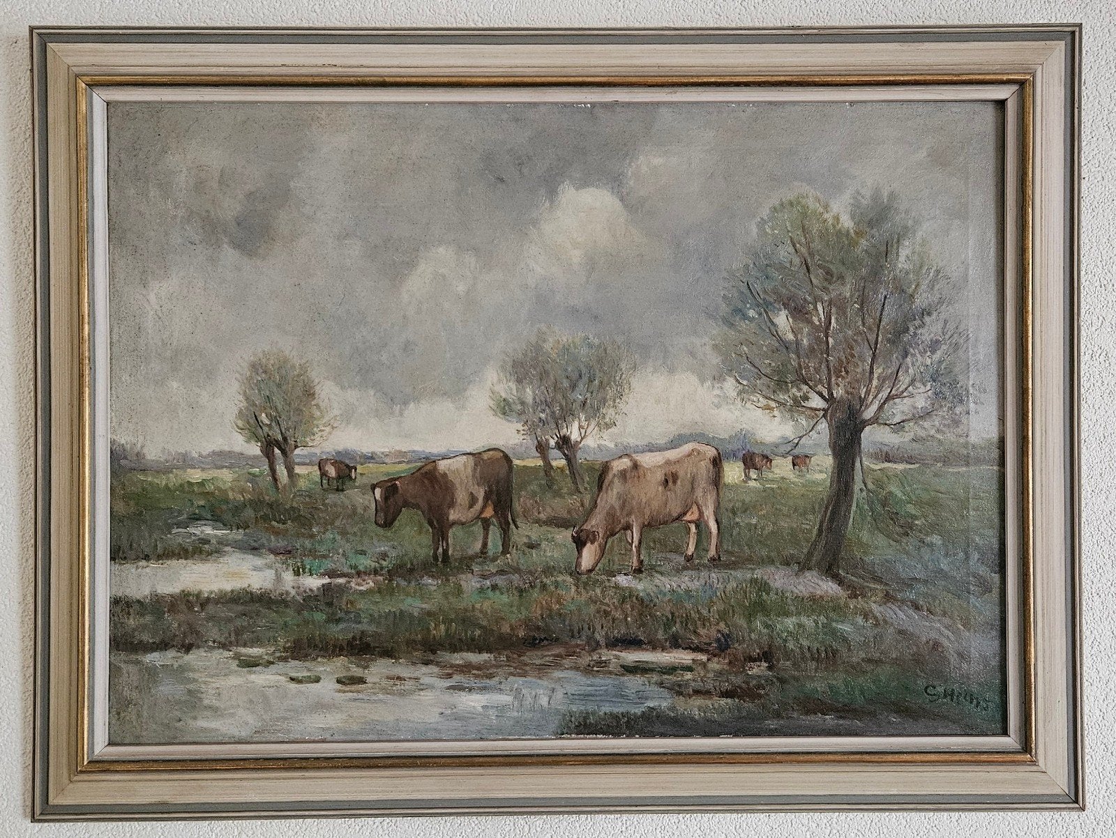 Cornelis Heins - Koeien in de wei (68x50cm), Ophalen, Doek, Realistisch, Dieren