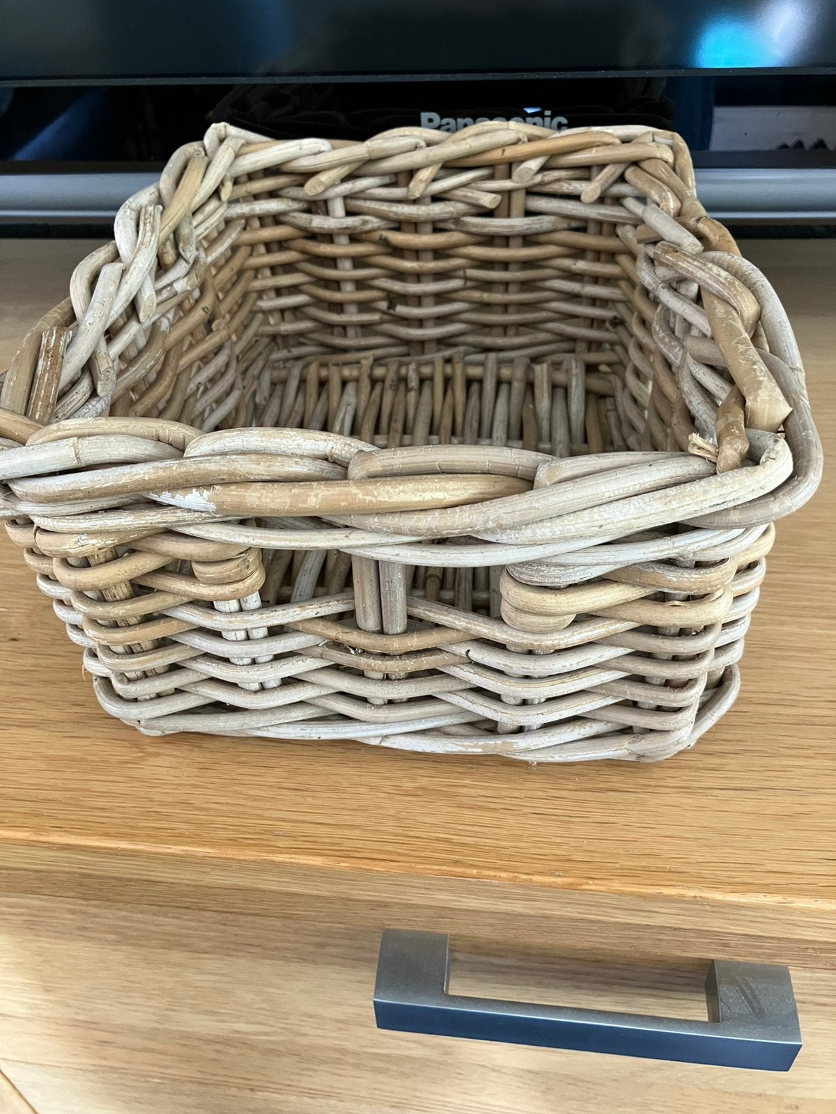 Klein vierkant rieten mandje/decoratie riet, Mand, Vierkant, Ophalen of Verzenden, Zo goed als nieuw